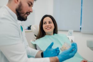 Woman at her dental implant consultation